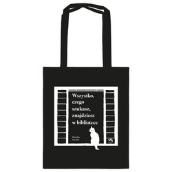 Torba czarna "Wszystko, czego szukasz, znajdziesz w bibliotece"